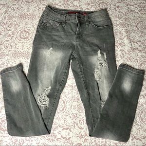 YMI Jeans , WannaBettaBut Gray Washed out Mid-rise Ripped Jeans / Size 3